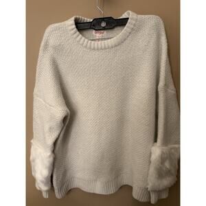 Cat & Jack Girls Sweater With Feau Fur Cuffs Size L (10/12)
